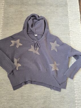 POL Charcoal Hooded Knit Drawstring Pullover